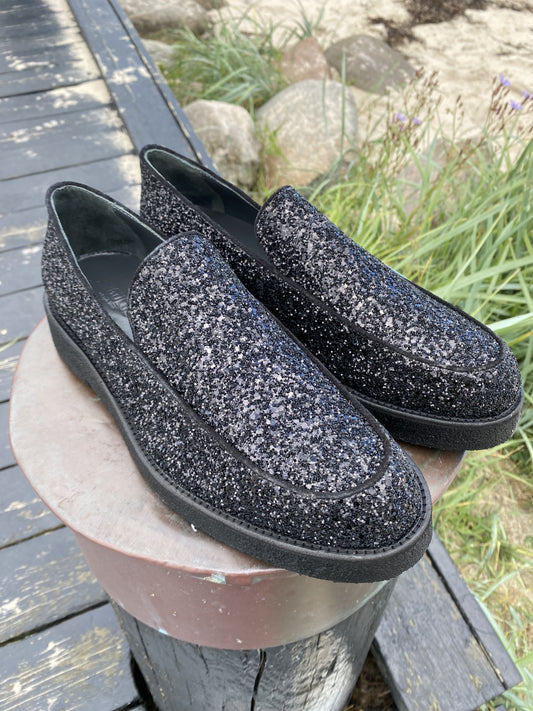 Angulus - Sort glimmer loafers